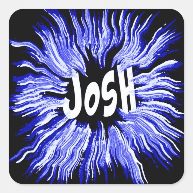 Josh Name Star in Blue Quadratischer Aufkleber (Vorderseite)