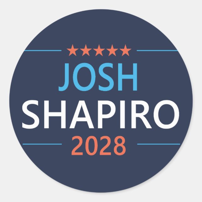Josh Shapiro 2028 Runder Aufkleber (Vorderseite)