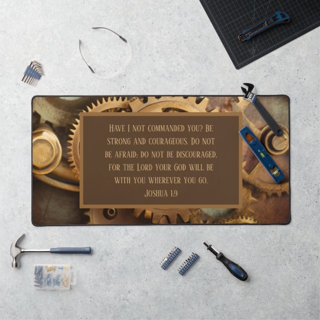 Joshua 1:9 Desk Mat Bible Verse Gears Schreibtischunterlage (Arbeitsplatz)