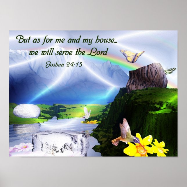 Joshua 24:15 Bibelverse Christliches Poster (Vorne)