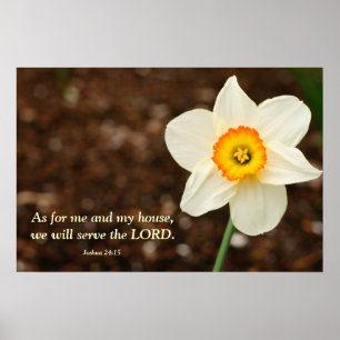 Joshua 24:15 Bibelverse Daffodil Poster