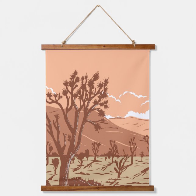 Joshua-Baum in der Mojave-Wüste Wandteppich Mit Holzrahmen (Vorderseite)
