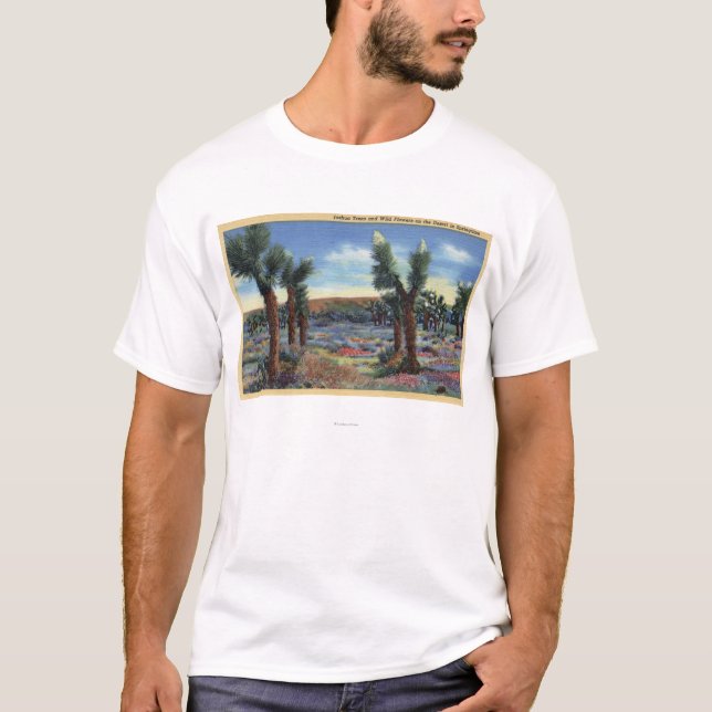 Joshua-Bäume und Wüsten-wilde Blumen-Ansicht T-Shirt (Vorderseite)