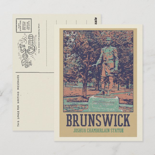 Joshua Chamberlain Statue Brunswick Maine USA Postkarte (Vorne/Hinten)