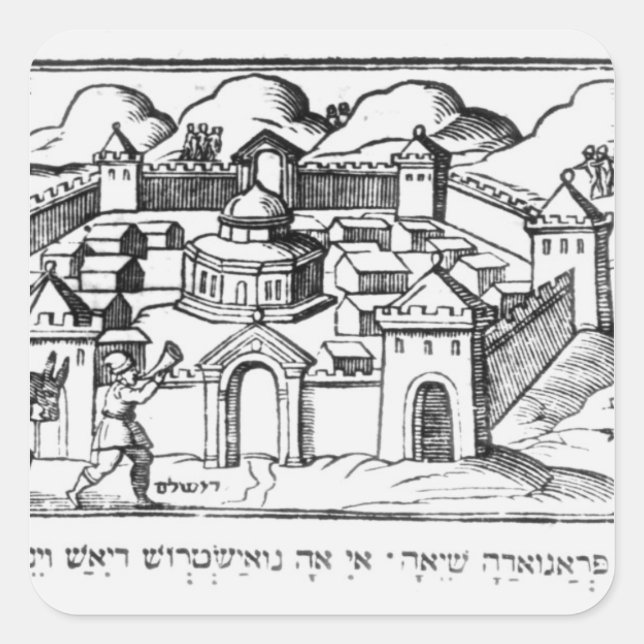 Joshua in den Mauern von Jericho Quadratischer Aufkleber (Vorderseite)