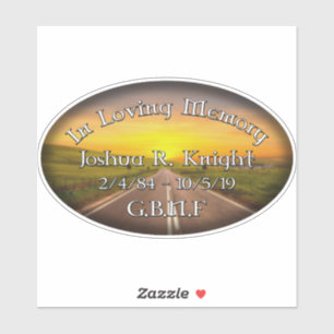 Joshua Knight Memorial Vinyl Sticker 6X3.5"