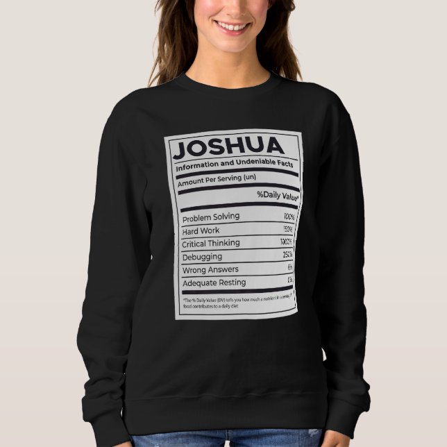 Joshua-Nährwertinformation Problem lösen Sweatshirt (Vorderseite)