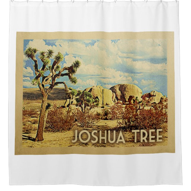 Joshua Tree California Vintage Travel Duschvorhang (Vorderseite)