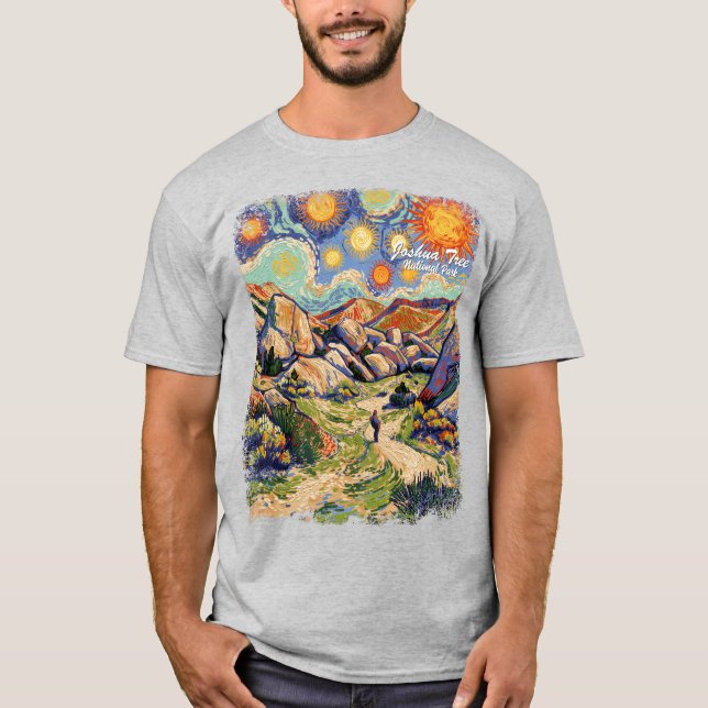 Joshua Tree Mountain Hiking Colorful Van Gogh T-Shirt (Vorderseite)