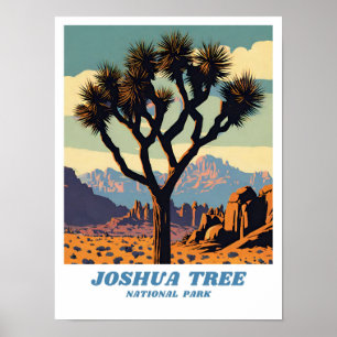 Joshua Tree National Park Illustration Retro Sceni Poster