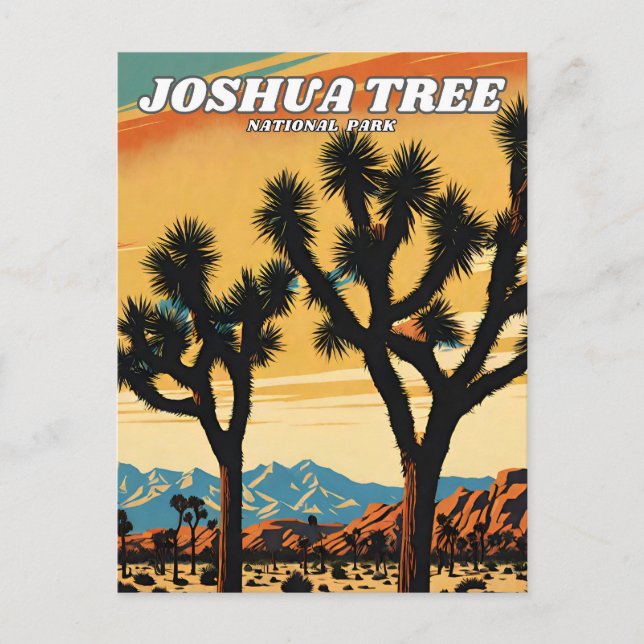 Joshua Tree National Park Illustrationsretro Postkarte (Vorderseite)