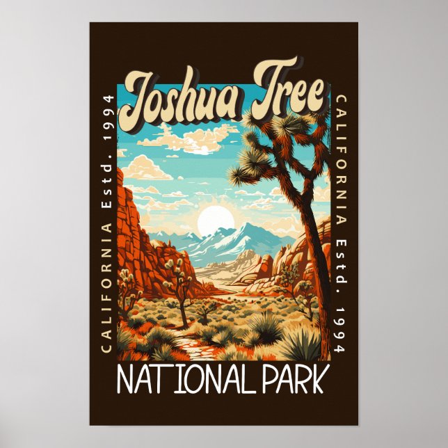 Joshua Tree Nationalpark Illustration erschüttert Poster (Vorne)