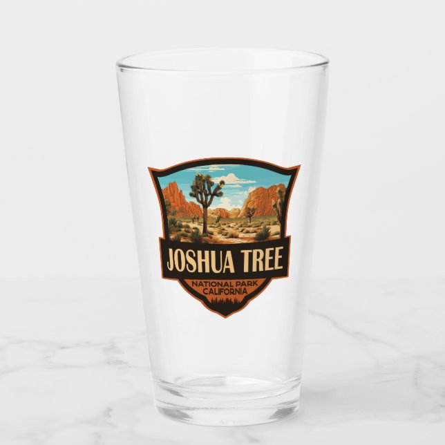 Joshua Tree Nationalpark Illustration Retro Glas (Vorderseite)
