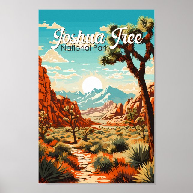 Joshua Tree Nationalpark Illustration Retro Poster (Vorne)