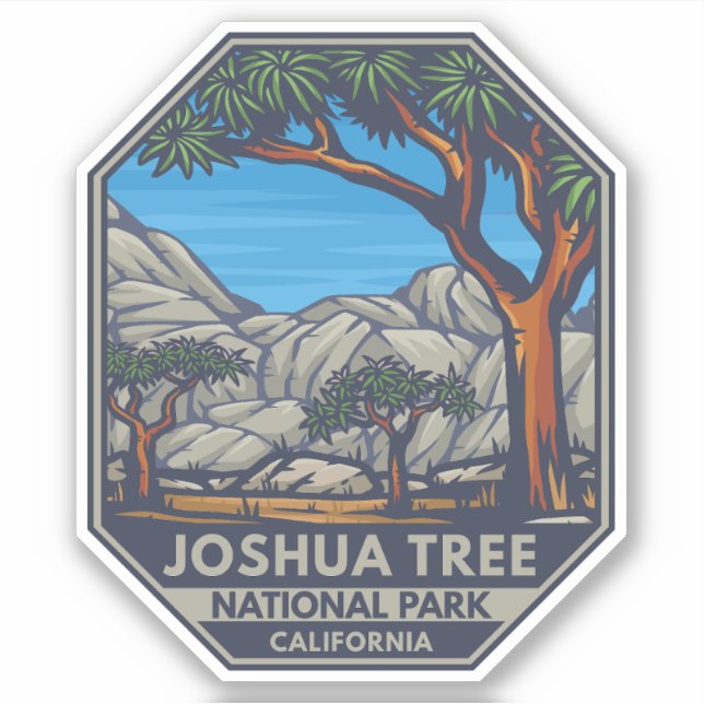 Joshua Tree Nationalpark Retro Emblem Aufkleber (Vorderseite)