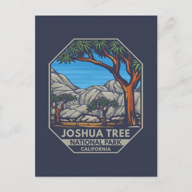 Joshua Tree Nationalpark Retro Emblem Postkarte (Vorderseite)