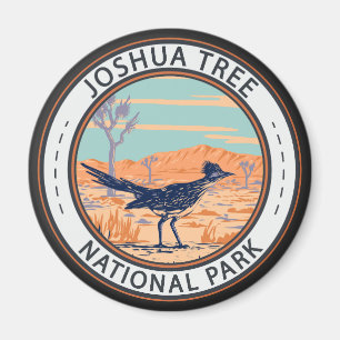 Joshua Tree Nationalpark Roadrunner Retro Circle Magnet