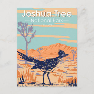 Joshua Tree Nationalpark Roadrunner Vintag Postkarte