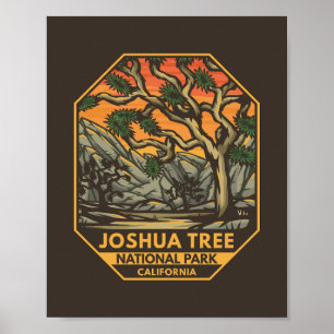 Joshua Tree Nationalpark Sunset Retro Emblem Poster