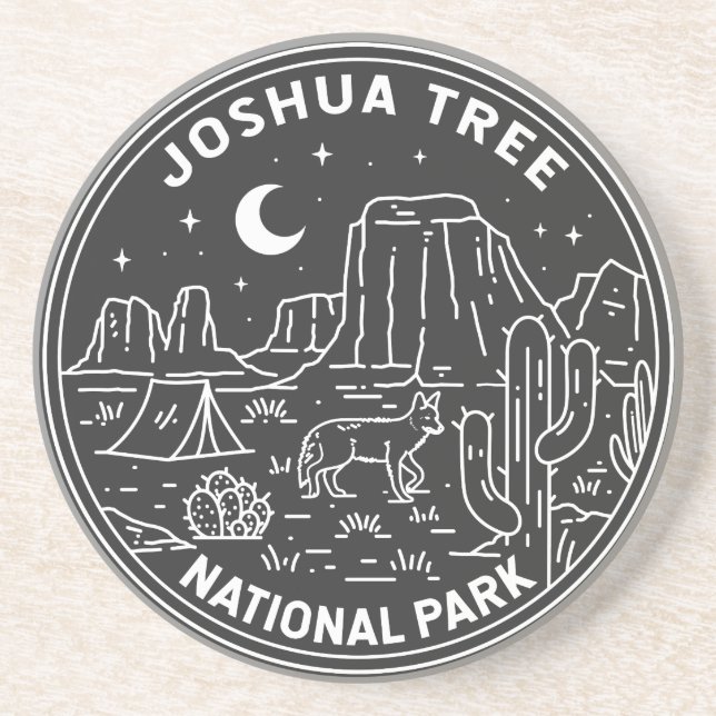 Joshua Tree Nationalpark Vintag Monoline Getränkeuntersetzer (Vorne)