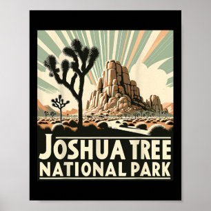 Joshua Tree Nationalpark Vintage Wandern Camping O Poster