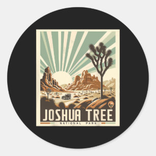 Joshua Tree Nationalpark Vintage Wandern Camping O Runder Aufkleber