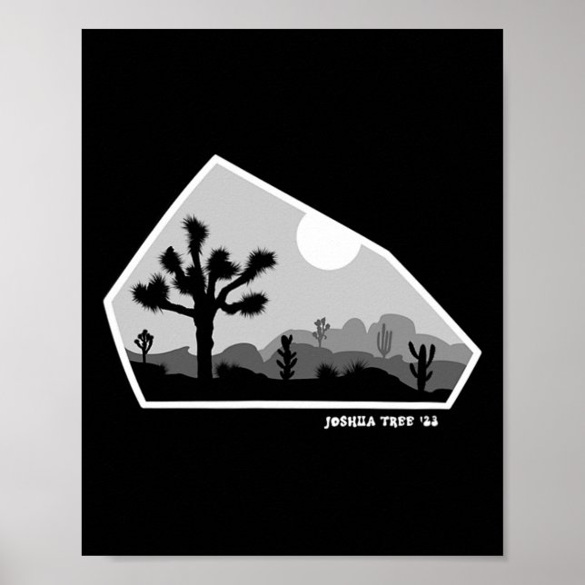 Joshua Tree Retro Boulder Dunkel  Poster (Vorne)