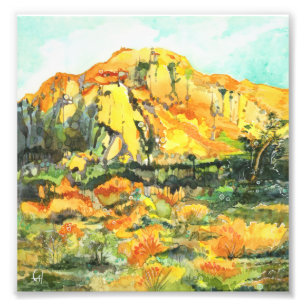 Joshua Tree Sonnenuntergang - Aquarellmalerei Fotodruck