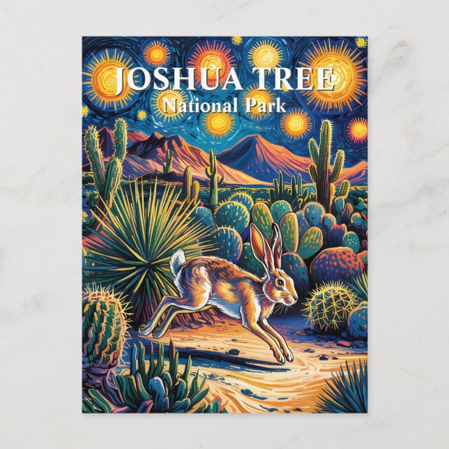 Joshua Tree Van Gogh Desert Wildlife Jackrabbit Postkarte (Vorderseite)