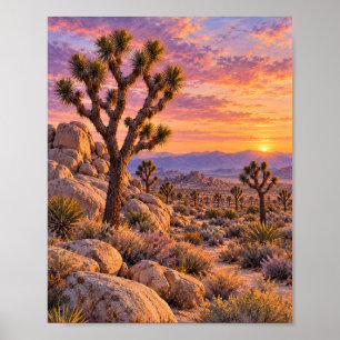 Joshua Tree Wüsten-Sonnenuntergangs-Wandkunst Poster