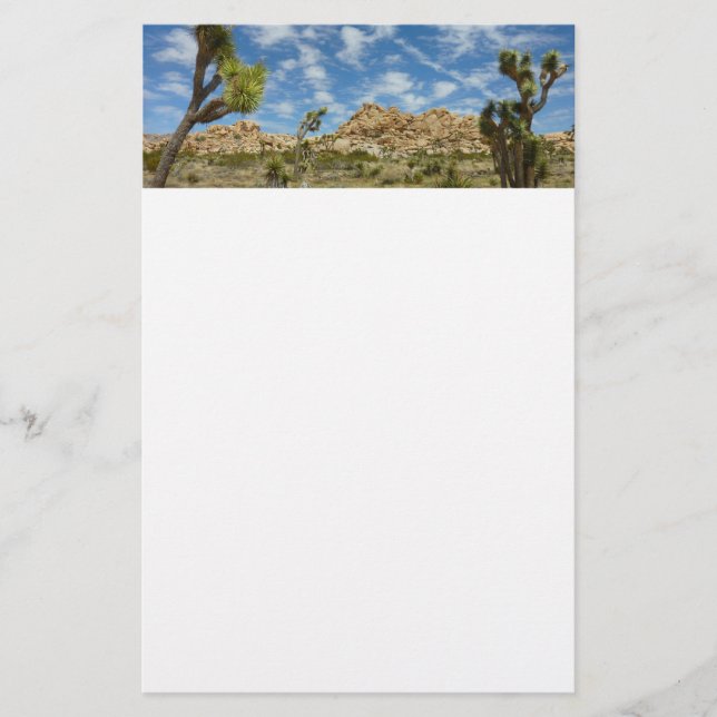 Joshua Trees und Blue Sky Wüste Landschaft Briefpapier (Vorderseite)