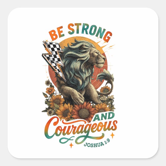 Joshus 1:9 quadratischer aufkleber (Vorderseite)