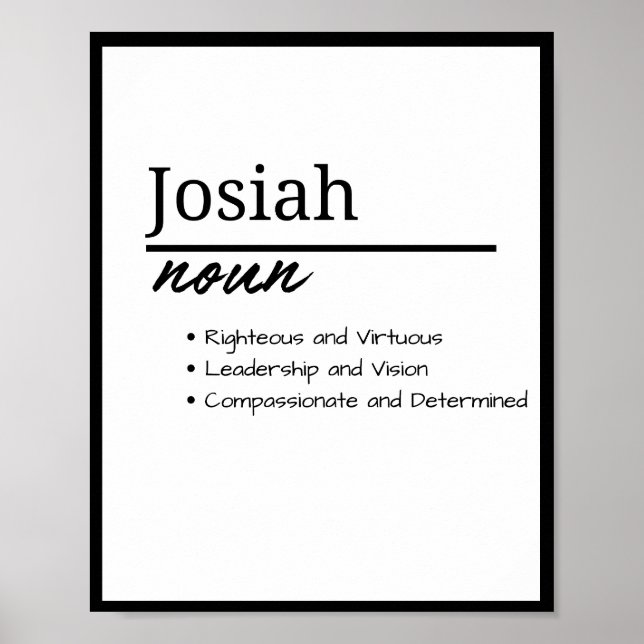 Josiah, personalisierte Bezeichnung für Jungen Poster (Vorne)