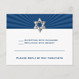 Josiah silberne jüdische Stern-Bar Mitzvah RSVP Karte