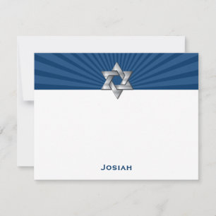Josiah Silver Jewish Star Bar Mitzvah Vielen Dank Mitteilungskarte