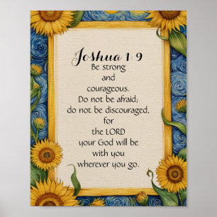 Josua 1:9 NIV Bibelvers Kunst Poster