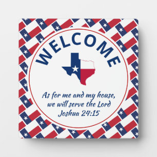 Josua 24:15 Ich und mein Haus TEXAS Willkommen Fotoplatte