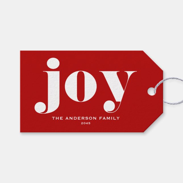 JOT Bold Typografy Modern Christmas Red Geschenkanhänger (Vorderseite (Horizontal))