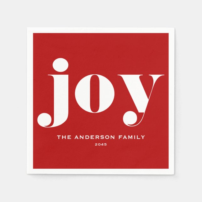 JOT Bold Typografy Modern Christmas Red Serviette (Vorderseite)