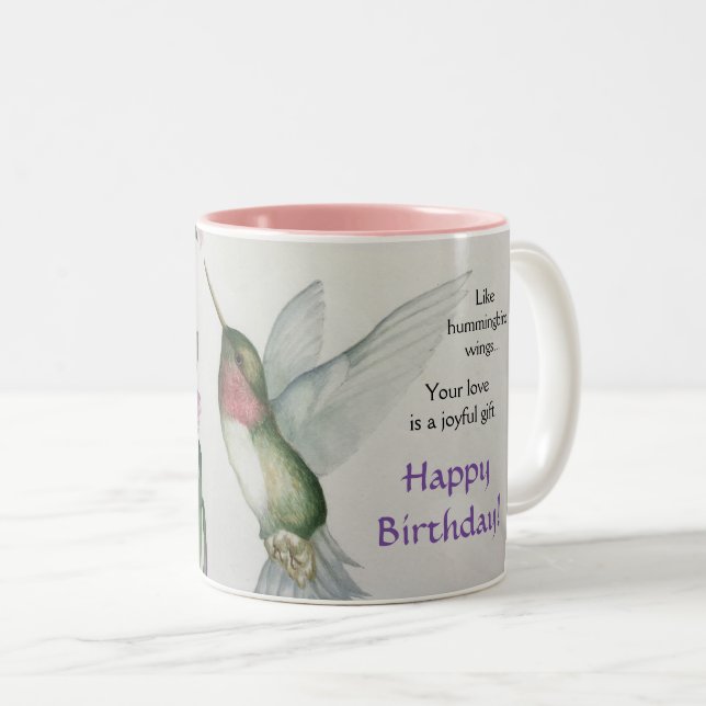 Jota Birthday Hummingbird Wings Liebe Wasserfarbe Zweifarbige Tasse (VorderseiteRechts)