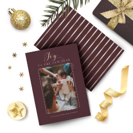 Joto the New Year Elegant Script Foto & Stripes Feiertagskarte