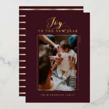 Joto the New Year Elegant Script Foto & Stripes