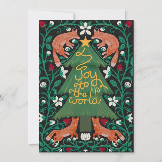 Joto the World Christmas Cards Fox Botanical Einladung (Vorderseite)