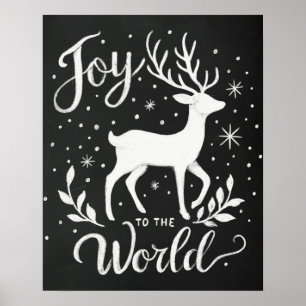 Joto the World Christmas Rentier Chalkboard Poster