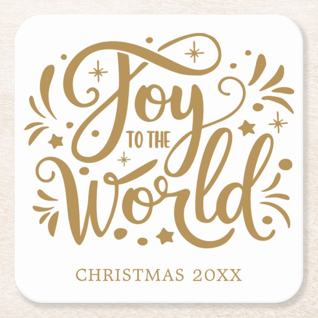 Joto the World Elegant Gold Script Christlich Rechteckiger Pappuntersetzer (Vorderseite)