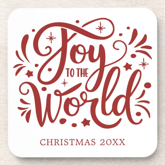 Joto the World Elegant Red Script Christlich Getränkeuntersetzer (Vorderseite)