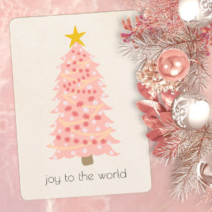 Joto the World Pink Tree Add Name Flat Xmas Card