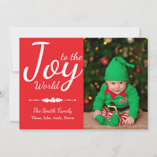 Joto the World Red Christmas Foto Card Feiertagskarte