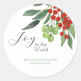 Joto the World Red Holly Berry Weihnachtsgeschenk Runder Aufkleber