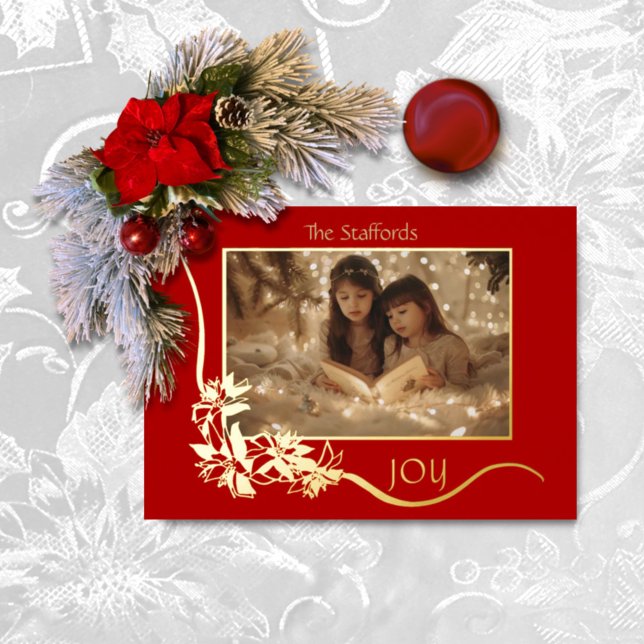 Joto the World Red Poinsettia Weihnachtskarte Folieneinladung (Von Creator hochgeladen)